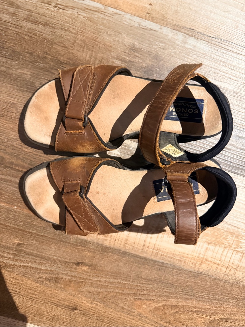 90s Sonoma Brown Leather Strappy Comfort Sandals, Gorpcore, Velcro